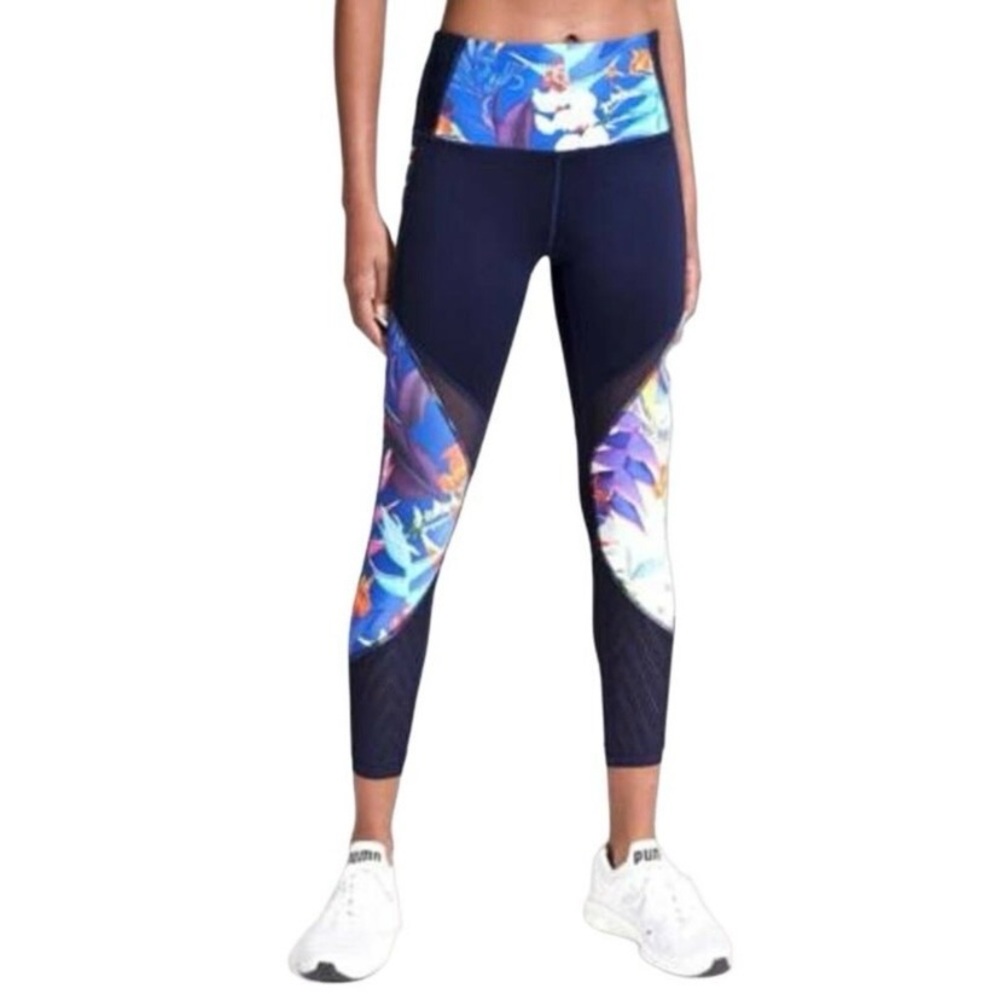 Athleta Tropical Precision 7/8 Tights Navy Birds of Paradise Floral Size S Tall